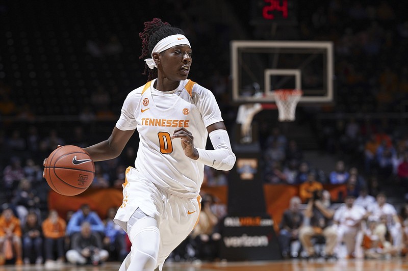 Tennessee's Rennia Davis drives against Auburn at Thompson-Boling Arena Thursday night in Knoxville.  Photo by Patrick Murphy-Racey