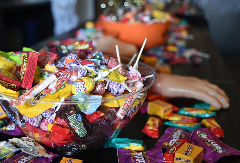 Candy lines the table at the Monster Bash Sunday, October 30, 2016, at the Bessie Smith Cultural Center.