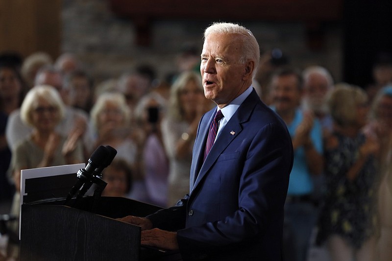Democratic presidential candidate former Vice President Joe Biden speaks during a community event, Wednesday, Aug. 7, 2019, in Burlington, Iowa. (AP Photo/Charlie Neibergall)