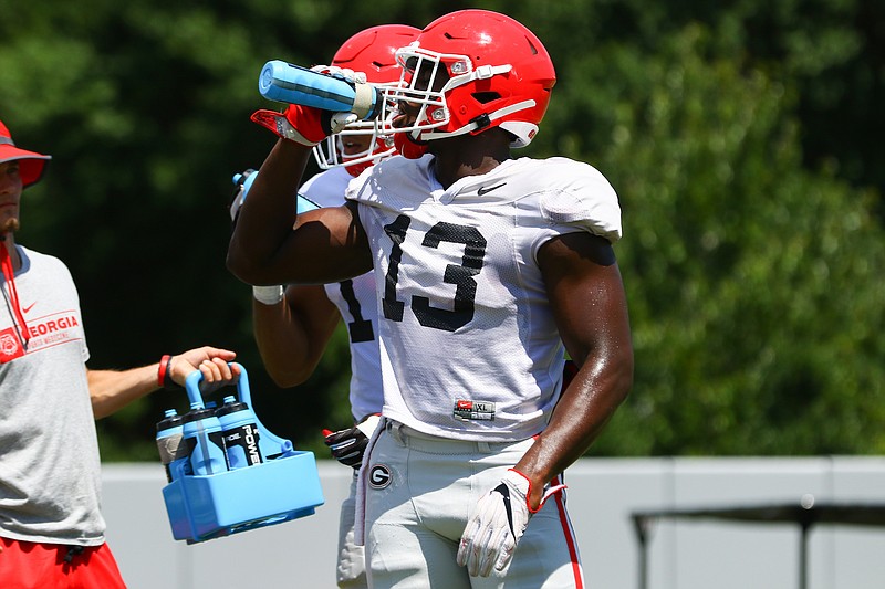 Georgia outside linebacker Azeez Ojulari played in only three games as a true freshman but earned first-team status during spring practice.