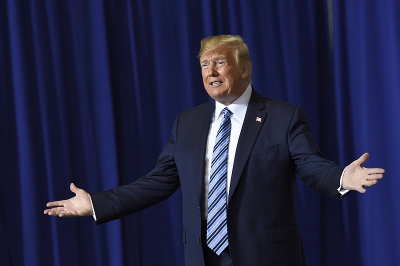 President Donald Trump arrives to speak during a visit to the Pennsylvania Shell ethylene cracker plant on Tuesday, Aug. 13, 2019 in Monaca, Pa. (AP Photo/Susan Walsh)