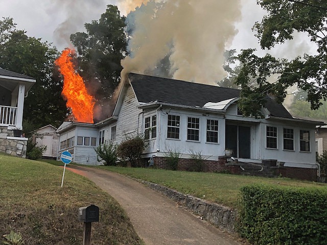 Chattanooga firefighters work to extinguish a blaze a house fire in the 200 block of Germantown Road on Tuesday, Aug. 13, 2019. (Photo from Battalion Chief David Thompson/Chattanooga Fire Department)