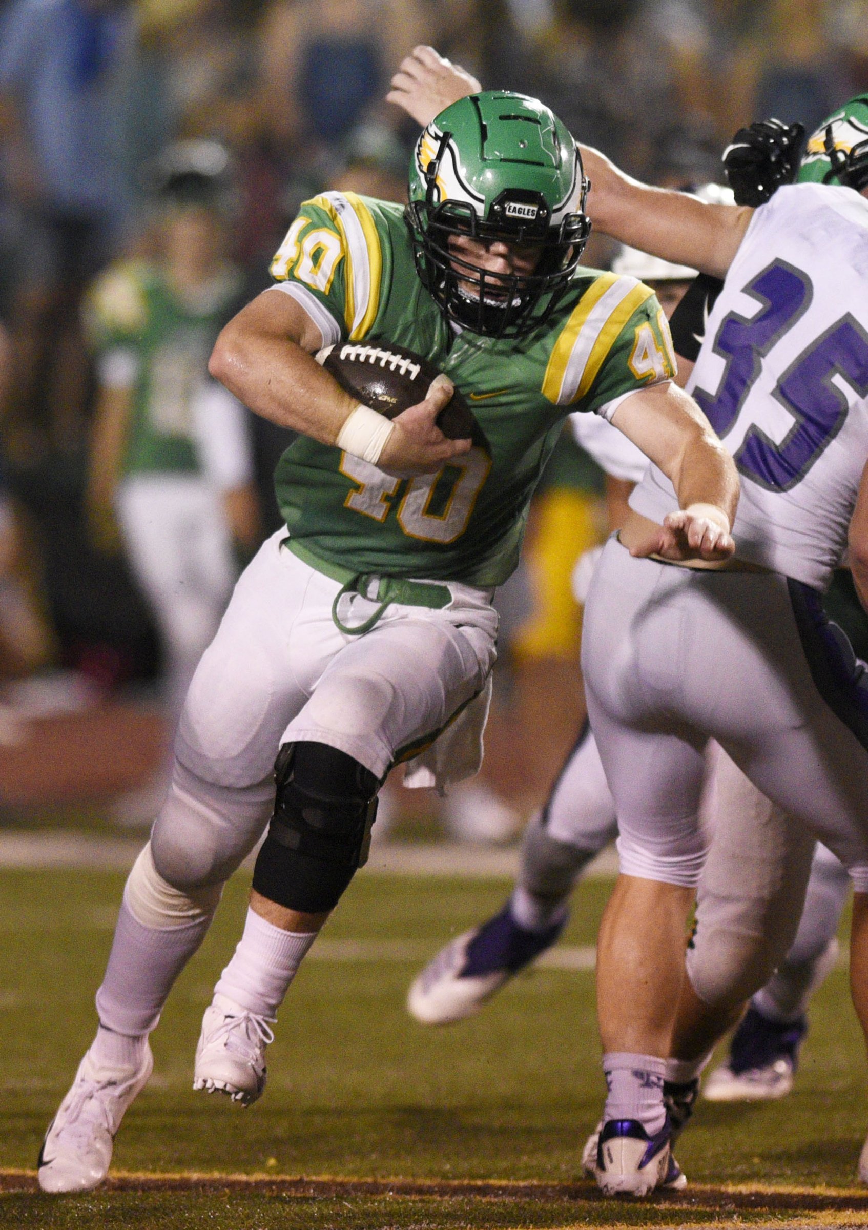 Rhea's Bradley Goodwin (40) runs for yardage. The Marion County Warriors visited the Rhea County Golden Eagles in a TSSAA rivalry game on October 5, 2018.