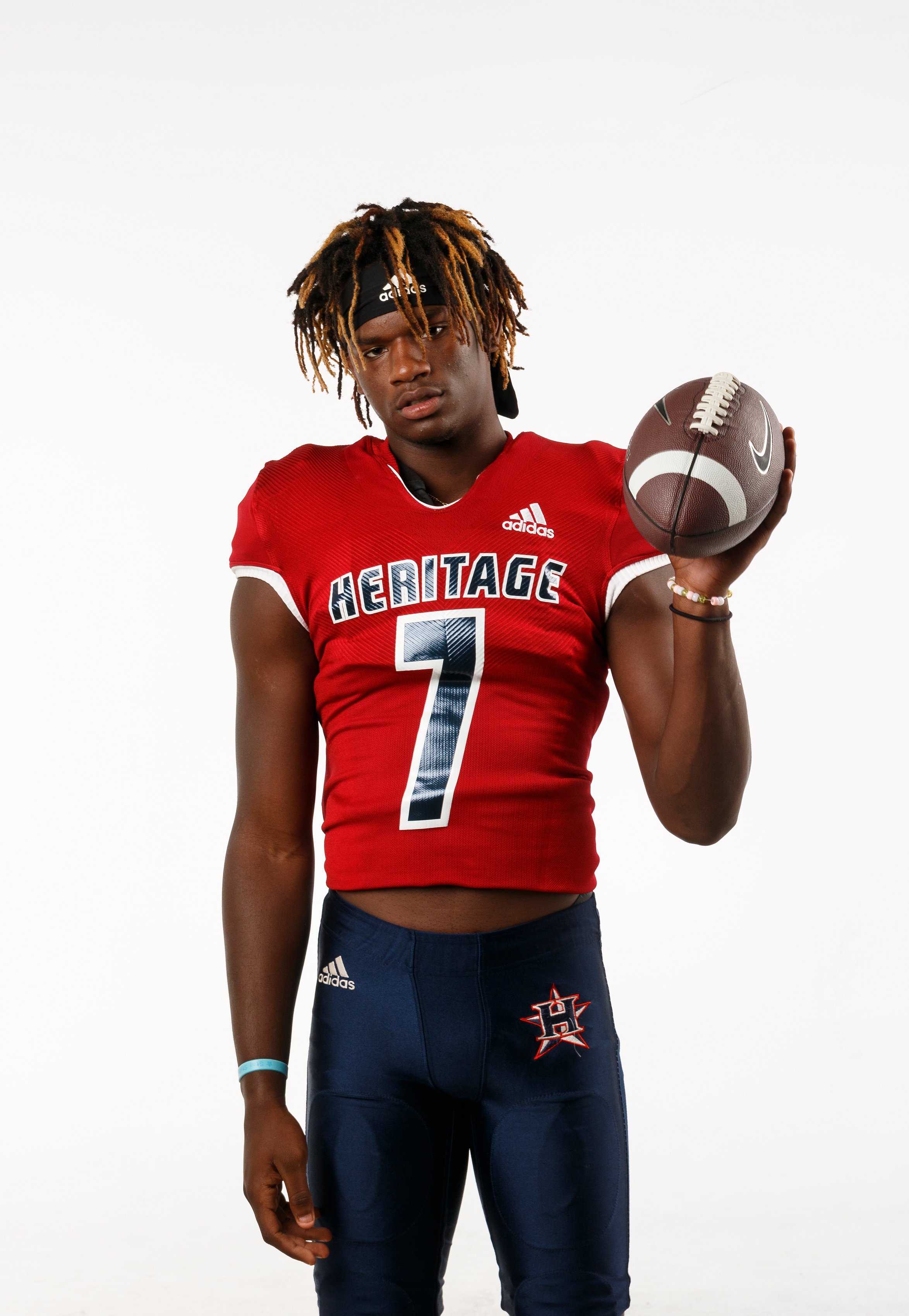 Heritage football player Sam Randolph is photographed in the Times Free Press studio for the newspaper's Dynamite Dozen on Sunday, Aug. 4, 2019, in Chattanooga, Tenn. The Dynamite Dozen represent the area's top 12 senior college football prospects.