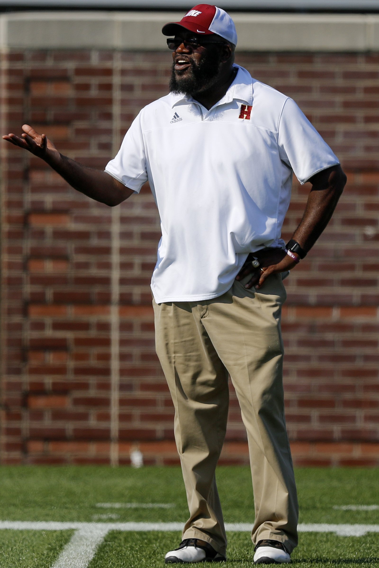 Howard coach John Starr reacts during their game against Grace during the Best of Preps Football Jamboree on Saturday, Aug. 11, 2018 in Chattanooga, Tenn.