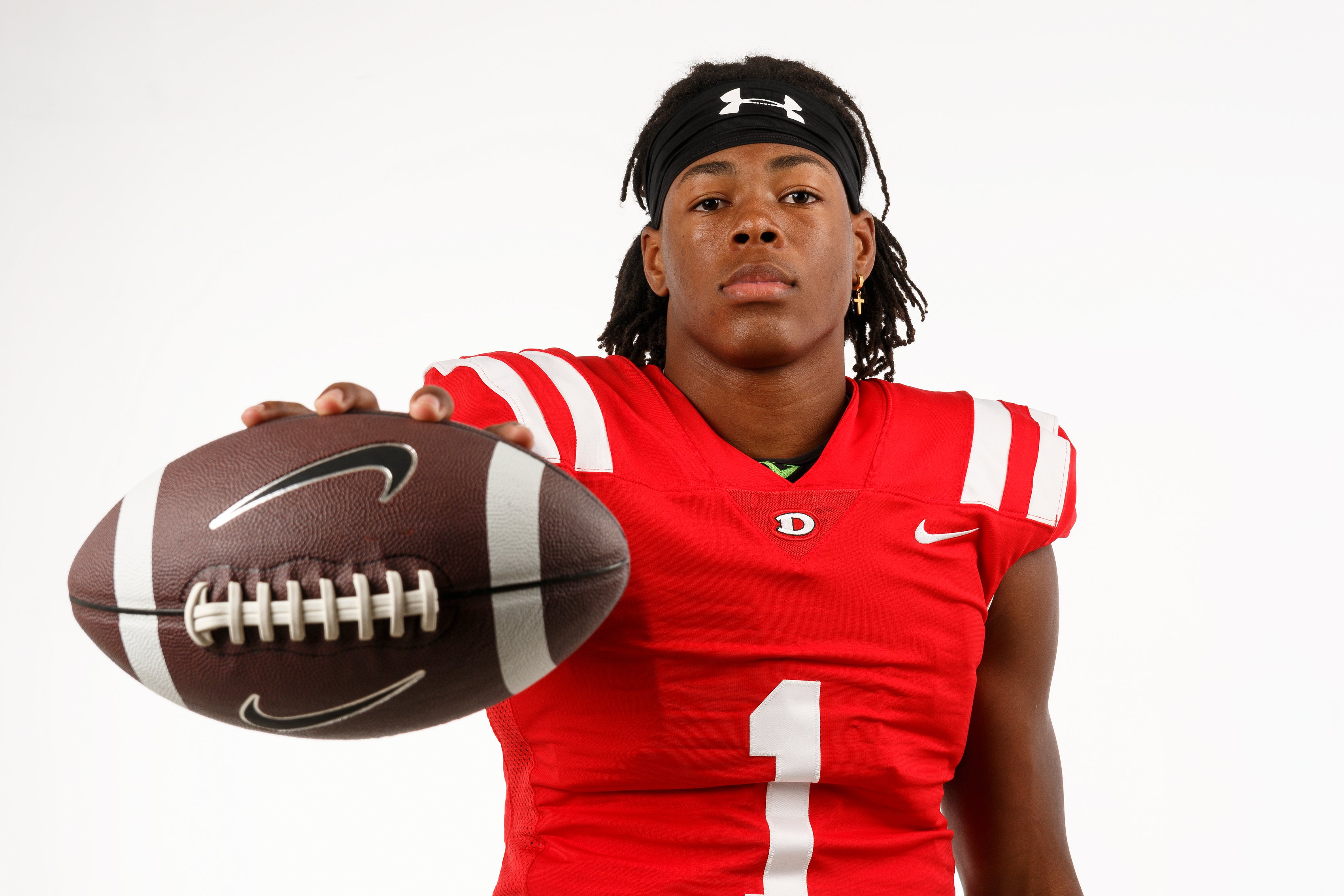 Dalton football player Jaymyr Gibbs is photographed in the Times Free Press studio for the newspaper's Dynamite Dozen on Sunday, Aug. 4, 2019, in Chattanooga, Tenn. The Dynamite Dozen represent the area's top 12 senior college football prospects.