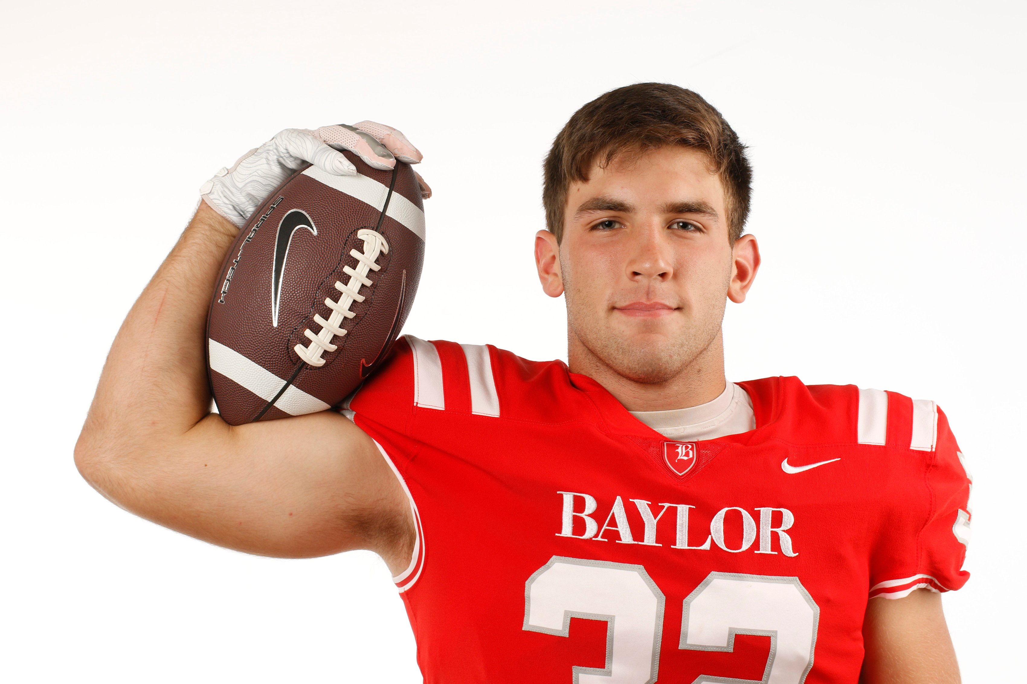 Baylor football player Noah Martin is photographed in the Times Free Press studio for the newspaper's Dynamite Dozen on Sunday, Aug. 4, 2019, in Chattanooga, Tenn. The Dynamite Dozen represent the area's top 12 senior college football prospects.