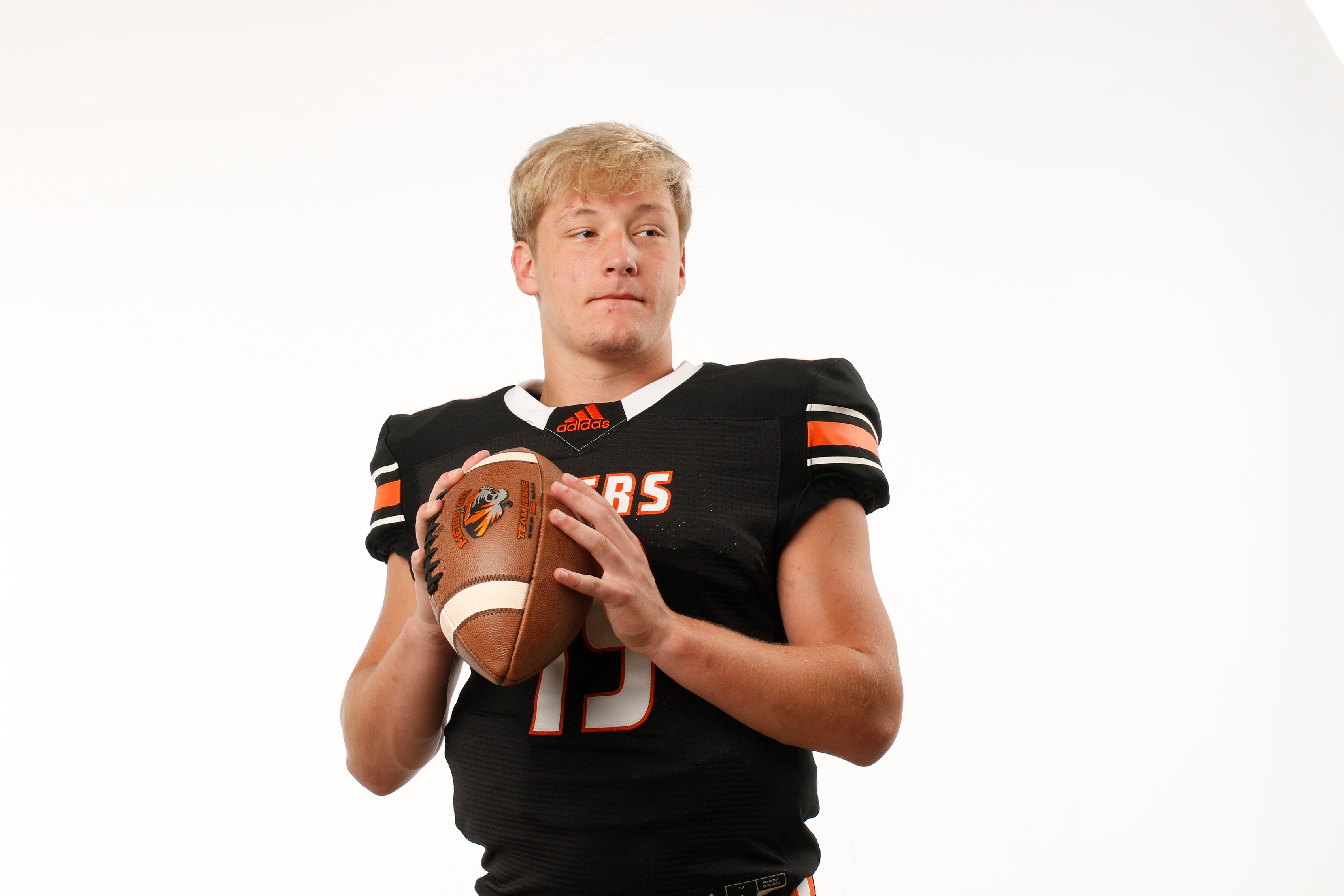Meigs County football player Aaron Swafford is photographed in the Times Free Press studio for the newspaper's Dynamite Dozen on Sunday, Aug. 4, 2019, in Chattanooga, Tenn. The Dynamite Dozen represent the area's top 12 senior college football prospects.