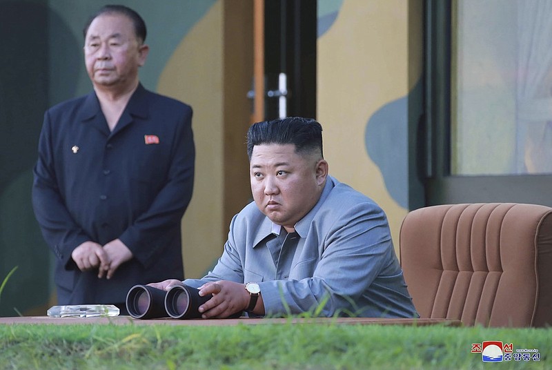 In this July 25, 2019, photo provided on Friday, July 26, 2019, by the North Korean government, North Korean leader Kim Jong Un watches a missile test in North Korea. South Korea's military said Friday, Aug. 16, North Korea fired more projectiles into the sea to extend a recent streak of weapons tests believed to be aimed at pressuring Washington and Seoul over slow nuclear diplomacy. Independent journalists were not given access to cover the event depicted in this image distributed by the North Korean government. The content of this image is as provided and cannot be independently verified. Korean language watermark on image as provided by source reads: "KCNA" which is the abbreviation for Korean Central News Agency. (Korean Central News Agency/Korea News Service via AP, File)