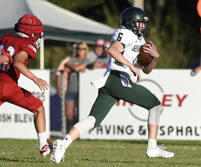 Silverdale Baptist Academy's Evan Padgett breaks free for a Seahawks touchdown Friday night in the Sequatchie Valley Jamboree at Grundy County High School.