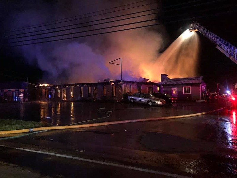 Photo contributed by Dunlap Fire Department
Dunlap firefighters battle a blaze Sunday, Aug. 18, 2019, on Rankin Avenue.