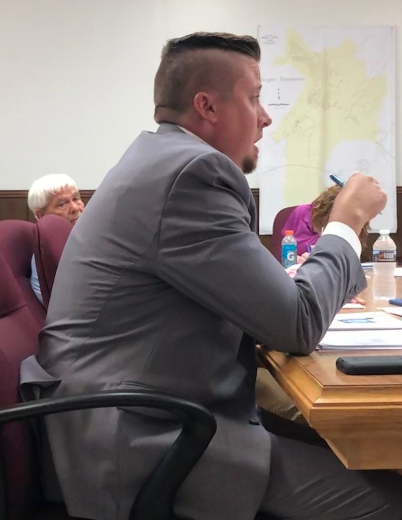 Alderman Josh Jennings discusses the situation with the Jasper fire department's finances at the Jasper Board of Mayor and Aldermen June meeting.