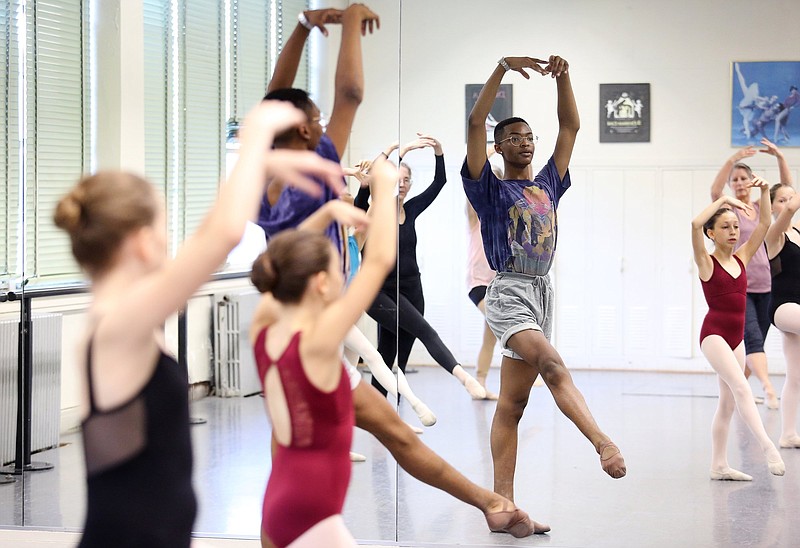 LaJeromeny Brown was back in Chattanooga last week to teach three classes at Ballet Tennessee, where the dancer got his start eight years ago in Dance Alive summer program. / Staff photo by Erin O. Smith