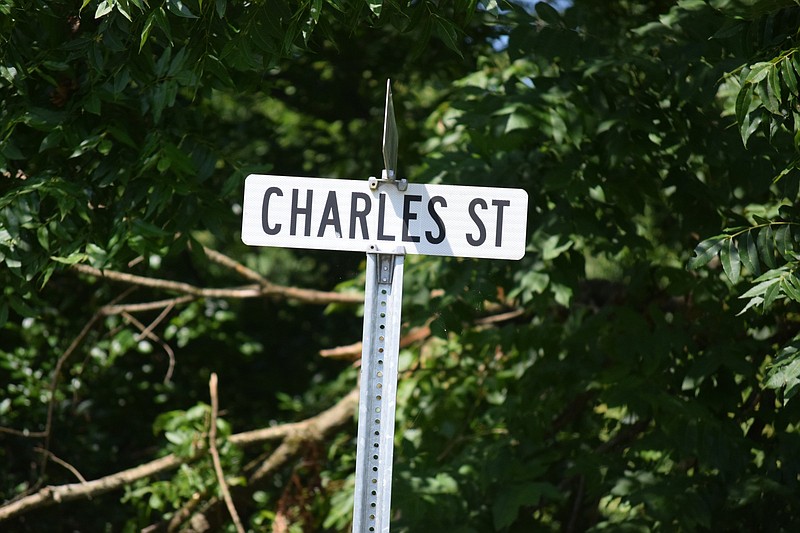 Street sign on Charles Street in Etowah, Tenn., as seen on Aug. 14, 2019, near the location where 18-year-old Kelsey N. Burnette's body was found on July 4, 2017.