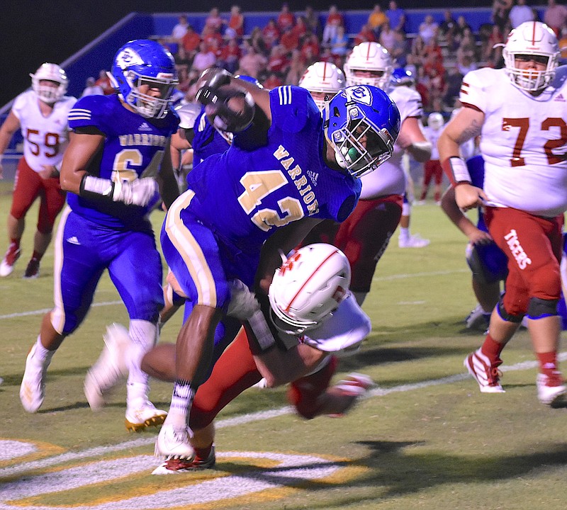Bledsoe County running back Tyrell Richardson carries the ball against Whitwell on Saturday night.