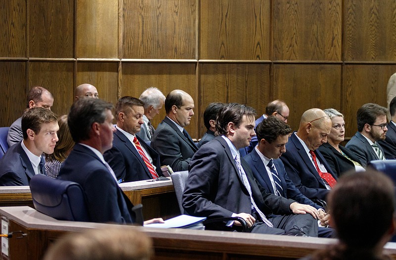 Staff photo by Doug Strickland/ Attorneys fill Judge Tom Greenholtz's courtroom for a RICO case call-in on Monday, Aug. 26, 2019, in Chattanooga, Tenn. 