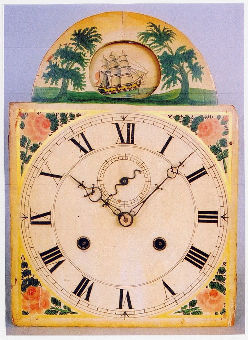 The ship on the face of this 1825 clock rocks with the motion of the pendulum. / Phillip Morris Contributed Photo