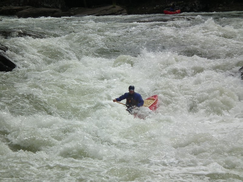 Photo by Mark Zakutansky / A canoeist gets swamps by the Pillow Rock rapid. 