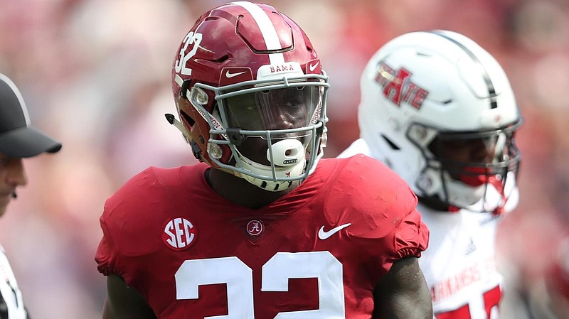 Alabama photo by Kent Gidley / Alabama junior inside linebacker Dylan Moses, the Crimson Tide's leading tackler last year, is out for this season due to a knee injury.
