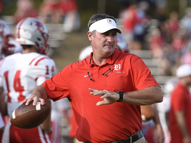 Staff file photo by Robin Rudd / Baylor football coach Phil Massey has helped the Red Raiders win 14 straight season openers, and the program's streak of opening wins reached 20 with last Saturday's victory at Brainerd.