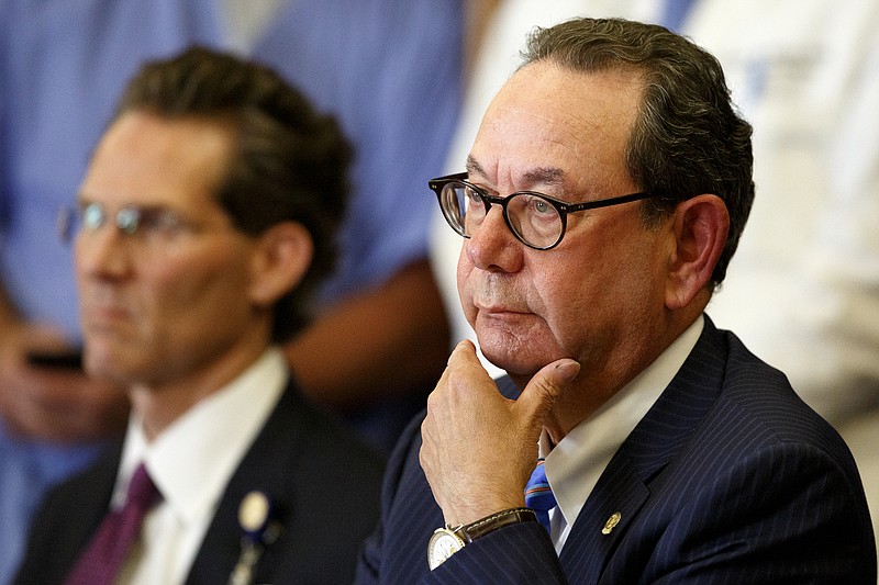 Staff photo by C.B. Schmelter / Erlanger Health System President and CEO Kevin Spiegel looks on during a meeting at Erlanger on Thursday, Aug. 29, 2019 in Chattanooga, Tenn.