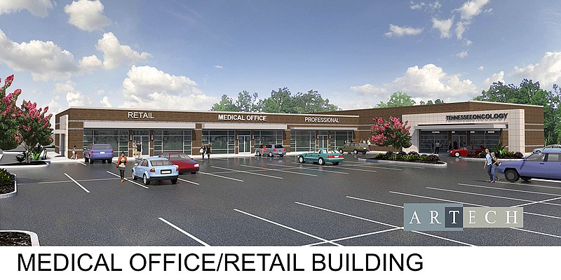 The new center being built at Battlefield Parkway and Pine Grove Road in Ringgold will include medical, retail and other commercial tenants. / Rendering by Artech contributed by Armour Commercial Real Estate