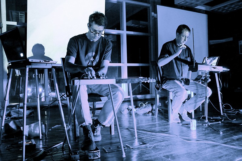 Nisa Asokan Photo / Frank Schultz, left, and Scott Burland are Theremin and Lap Steel, who will perform at Barking Legs Theater.