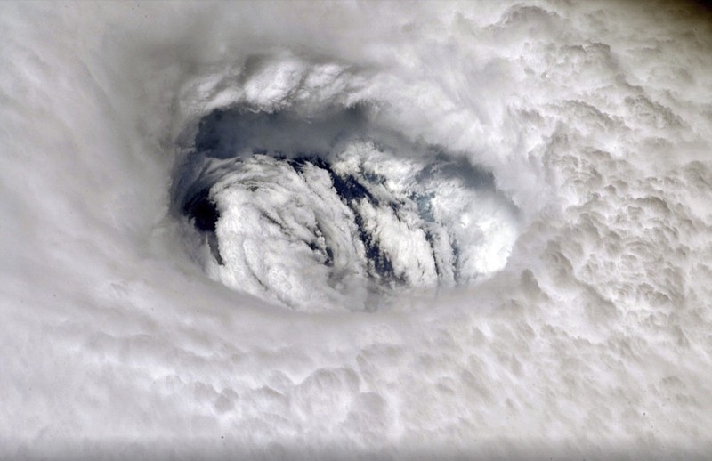 This Sept. 2, 2019 photo provided by NASA shows the eye of Hurricane Dorian shown from the International Space Station. (Nick Hague/NASA via AP)