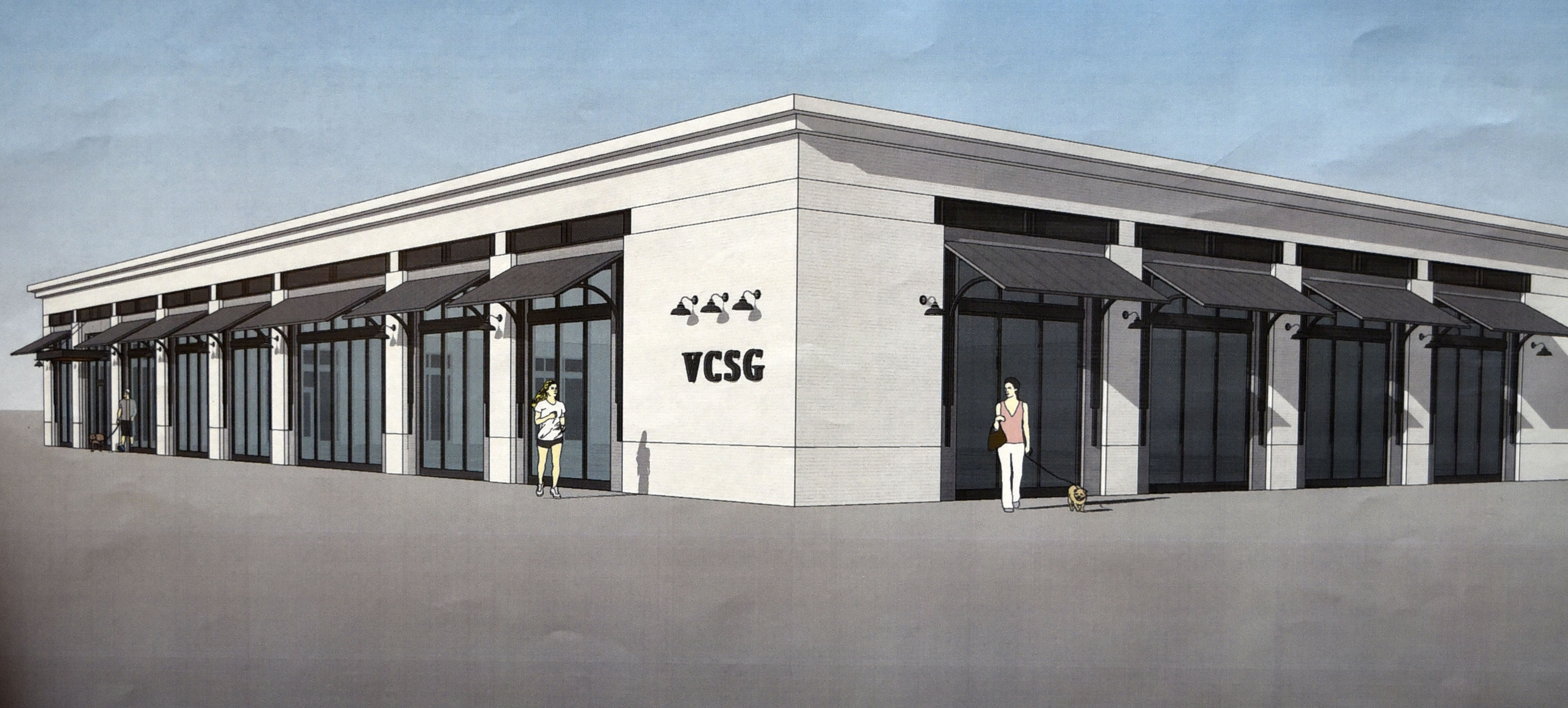 Staff Photo by Robin Rudd/ A rendering of the new Veterinary Care And Specialty Group was photographed in the group's office. Claudia and Dr. Billy Pullen are moving the Veterinary Care and Specialty Group from Tennessee Ave to South Broad Street. The couple are planning various redevelopment projects in the St. Elmo area. The couple was photographed on August 30, 2019.