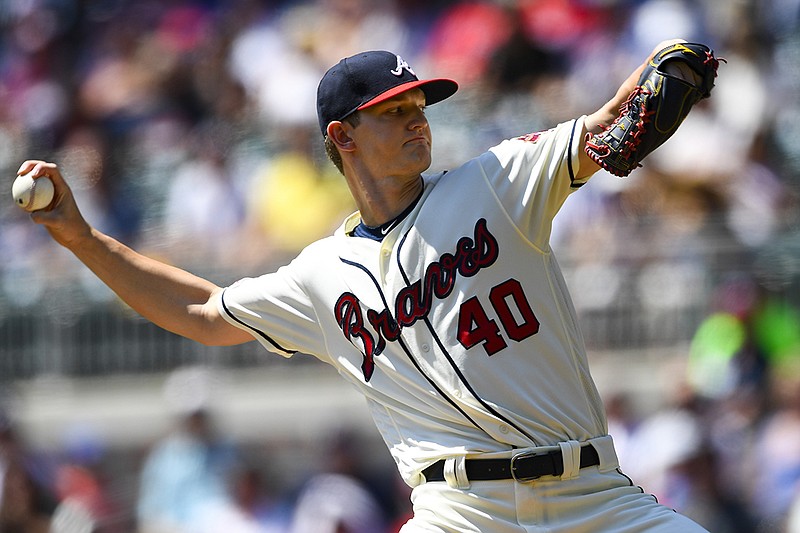 Associated Press photo by John Amis / Atlanta Braves starter Mike Soroka pitches during Sunday's game against the visiting Washington Nationals.