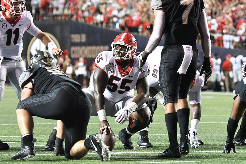 Georgia photo by Perry McIntyre / Georgia sophomore center Trey Hill is among the many Bulldogs this week who claim they are not overlooking Arkansas State with Notre Dame on deck.
