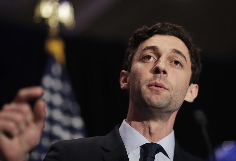 FILE - In this June 20, 2017, file photo, Democratic candidate for 6th congressional district Jon Ossoff concedes to Republican Karen Handel at his election night party in Atlanta. Ossoff, D-Ga., will challenge Republican U.S. Sen. David Perdue in 2020, the Democrat tweeted Monday night, Sept. 9, 2019. (AP Photo/David Goldman, File)


