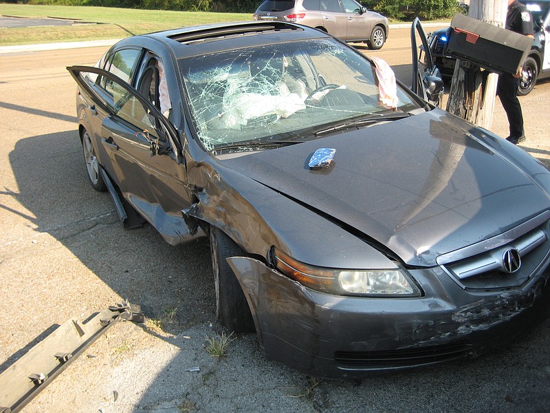 Two people were injured in a crash involving a Chattanooga fire truck in the Red Bank area on Tuesday, Sept. 10, 2019. / Photo contributed by Lindsey Rogers via the Chattanooga Fire Department