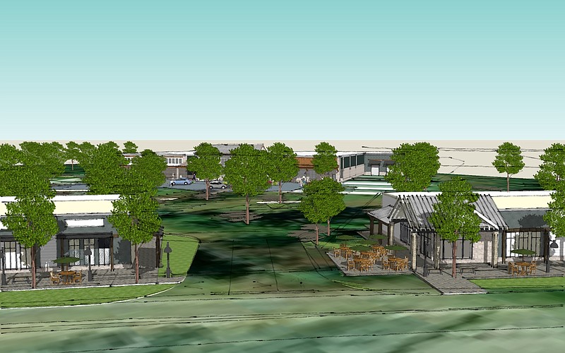 This rendering shows a proposed site for a town center in Walden. / Rendering by Franklin Architects
