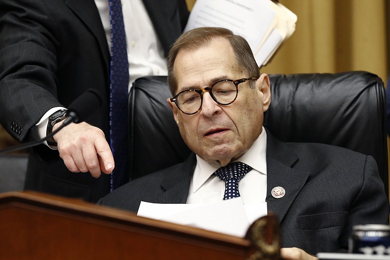 In this Sept. 10, 2019, photo, House Judiciary Committee Chairman Jerrold Nadler, D-N.Y., prepares for a markup hearing on a series of bills on Capitol Hill in Washington. The House Judiciary Committee is preparing for its first impeachment-related vote, set to define procedures for upcoming hearings on President Donald Trump even as some moderates in the caucus are urging the panel to slow down. (AP Photo/Patrick Semansky)