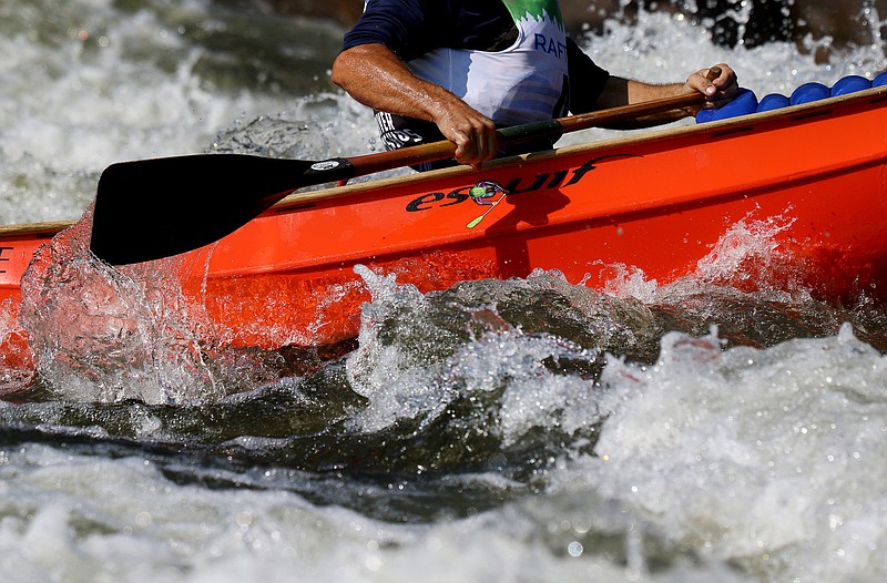 Staff photo by Erin O. Smith / Shawn Malone navigates down the Upper Ocoee during the second annual Ocoee River Championships Friday, Sept. 13, 2019 in Copperhill, Tennessee. The Ocoee River Championships is a three-day whitewater competition and festival held on the Ocoee River in the Cherokee National Forest.