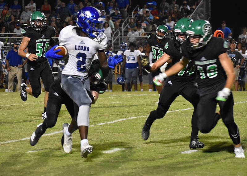 Staff photo by Patrick MacCoon / Red Bank wide receiver Lucas Brown converts on fourth down during Friday's game against East Hamilton.