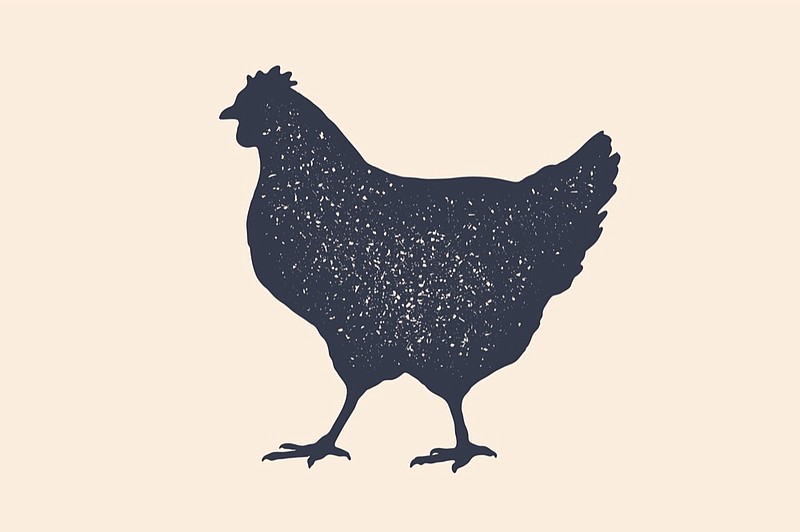 Hen, chicken. Vintage logo, retro print, poster for Butchery meat shop, hen silhouette. Logo template for meat business, meat shop. Isolated black silhouette hen, white background. Vector Illustration  farm tile / Getty Images
