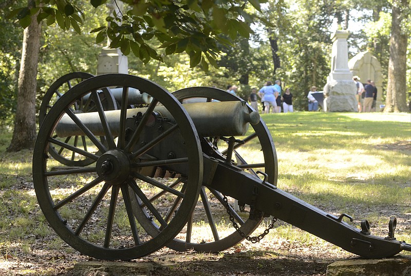 Staff File Photo / Cannons mark artillery positions on Snodgrass Hill in Chickamauga Battlefield. The Union Army's stand on Snodgrass Hill will be the topic of a hike with park historian Jim Ogden on Friday evening.