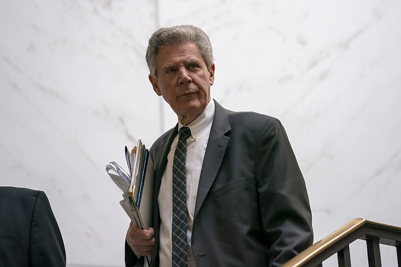 House Energy and Commerce Chairman Frank Pallone, D-N.J., walks to an event with House Speaker Nancy Pelosi at the Capitol in Washington, Wednesday, March 27, 2019. (AP Photo/J. Scott Applewhite)