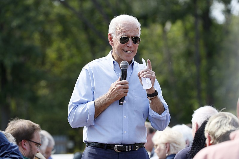 Democratic presidential candidate former Vice President Joe Biden speaks during a town hall meeting at the Indian Creek Nature Preserve, Friday, Sept. 20, 2019, in Cedar Rapids, Iowa. (AP Photo/Charlie Neibergall)