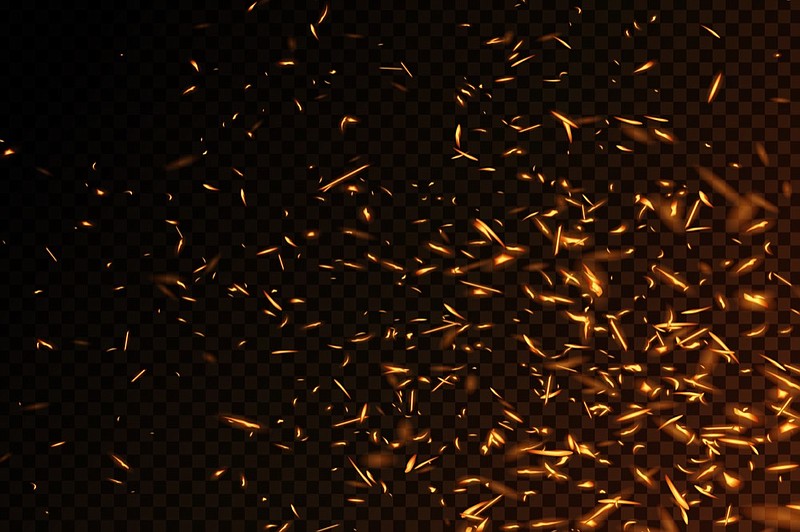 Sparks on a black background. spark fire flame tile pyrotechnics / Getty Images
