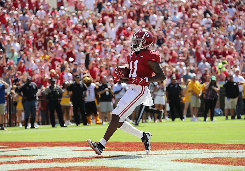 Alabama photo by Kent Gidley / Alabama junior receiver Henry Ruggs III had touchdown catches of 45 and 74 yards during Saturday's 49-7 whipping of Southern Mississippi.