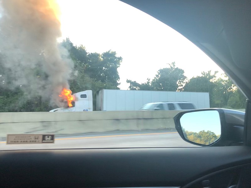A tractor trailer caught fire Sunday evening near the ridge cut on I-24 east.