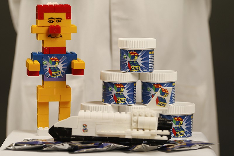 Le Glue was developed by a Dalton, Georgia, student and his family to affix lego pieces together, and it's water-soluble.