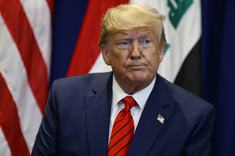 President Donald Trump speaks during a meeting with Iraqi President Barham Salih at the Lotte New York Palace hotel during the United Nations General Assembly, Tuesday, Sept. 24, 2019, in New York. (AP Photo/Evan Vucci)