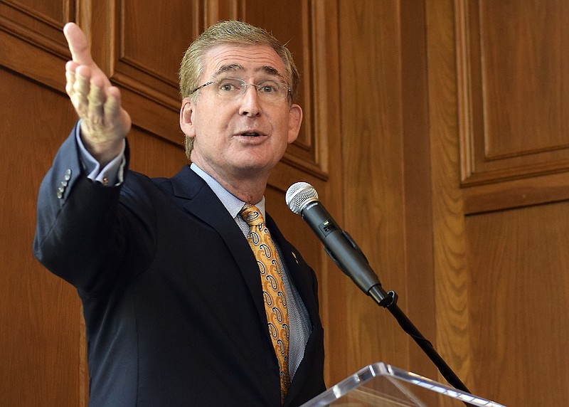 Staff Photo by Robin Rudd/  University of Tennessee at Chattanooga Chancellor Steve Angle delivered his annual state of the university address from the recently renovated Guerry Center on Oak Street on September 26, 2019.  