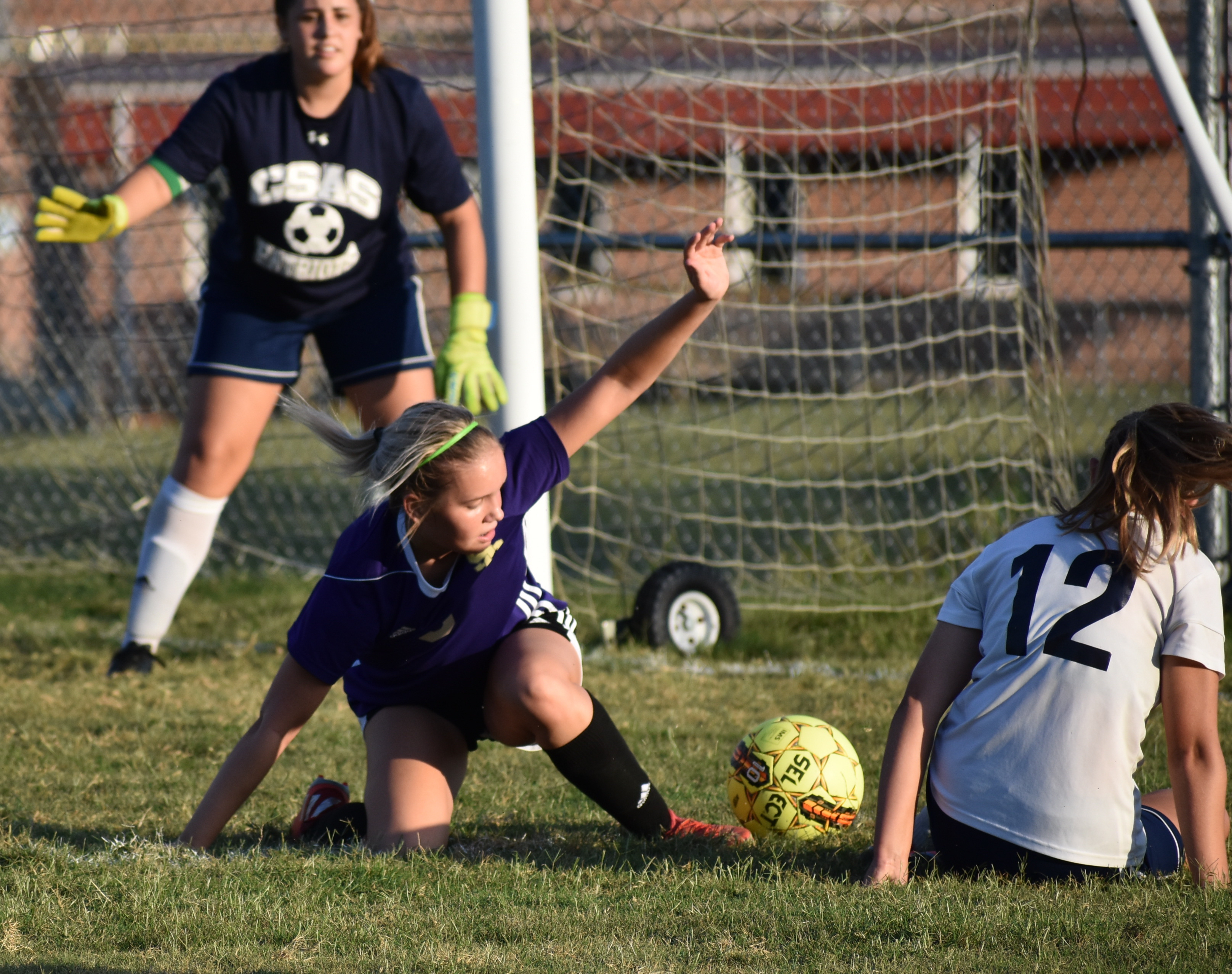 Staff photo by Patrick MacCoon / Sequatchie County sophomore Jamie Rollins, center, scored twice in Thursday's 5-1 home victory over CSAS and now has 24 goals this season.