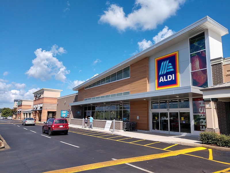 Staff photo by Mike Pare / A new Aldi grocery store is slated to open Thursday at Hamilton Village off Gunbarrel Road.