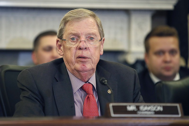 AP file photo / In this Sept. 26, 2018 file photo, Sen. Johnny Isakson, R-Georgia, speaks during a hearing of the Senate Committee on Veterans' Affairs in Washington.